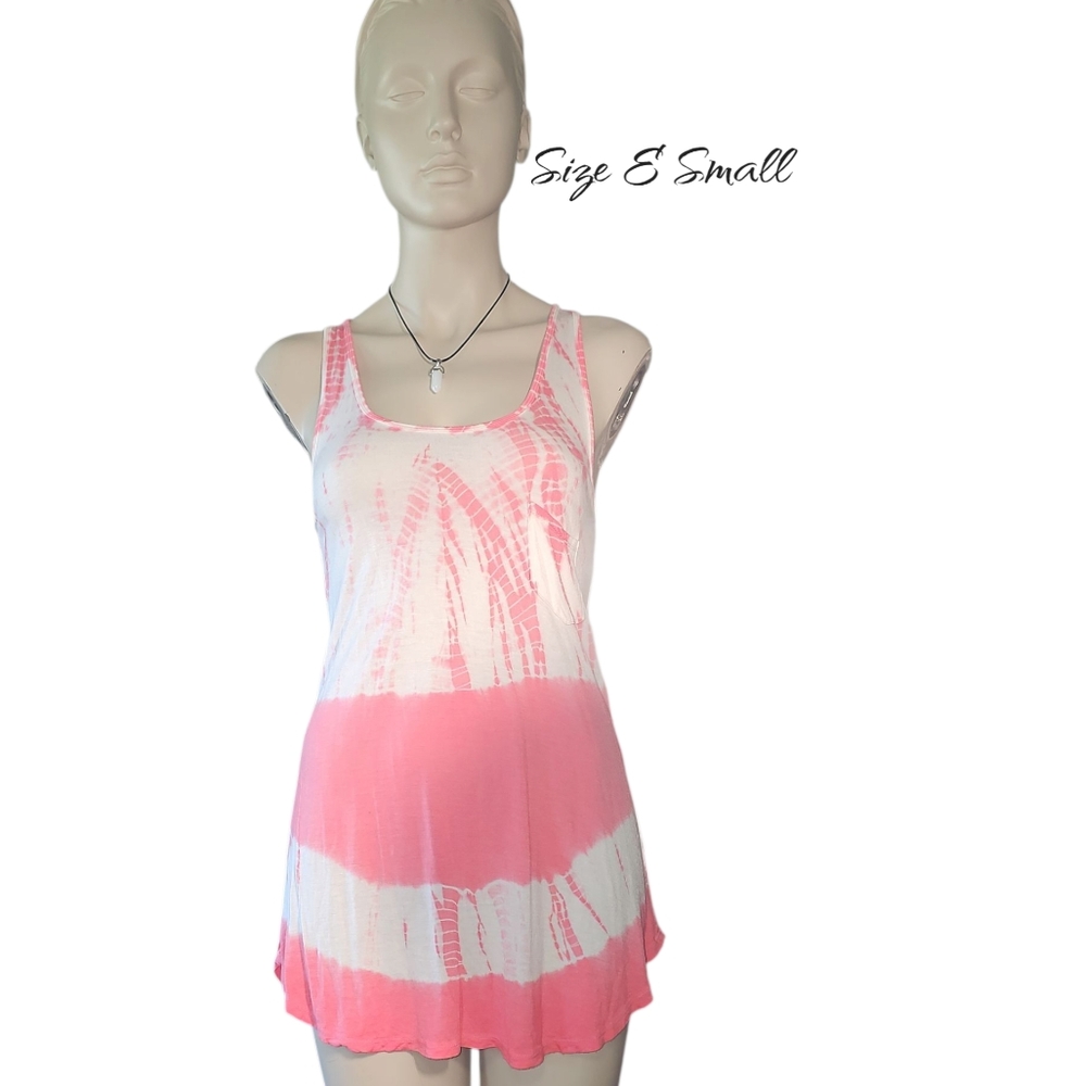 Pink and White Tie-Dye Tank Top